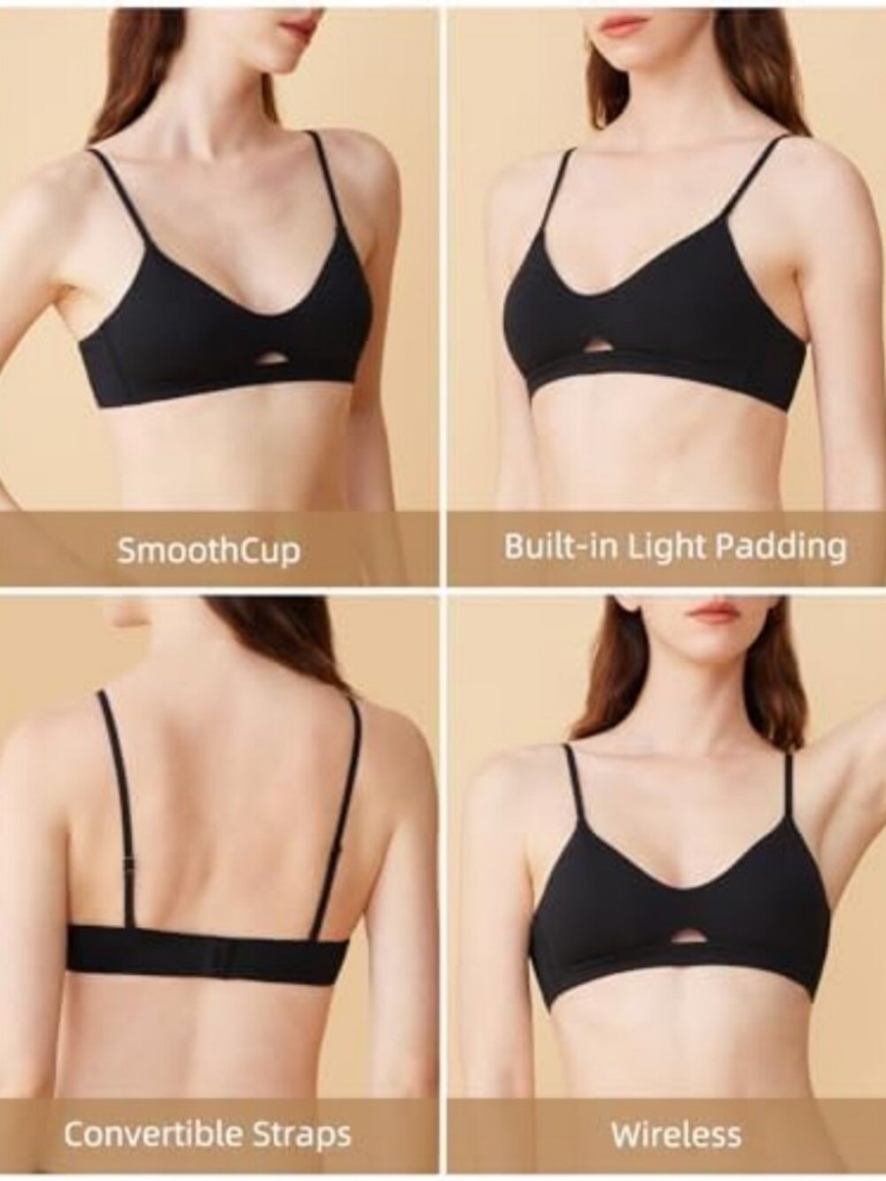 Wireless Padded Organic Cotton Bralette for Women - Soft, Comfortable - Picture 5 of 6